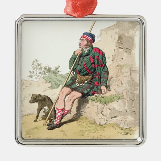 Highland Shepherd, uit 'Costume of Great Britain' Metalen Ornament (Voorkant)