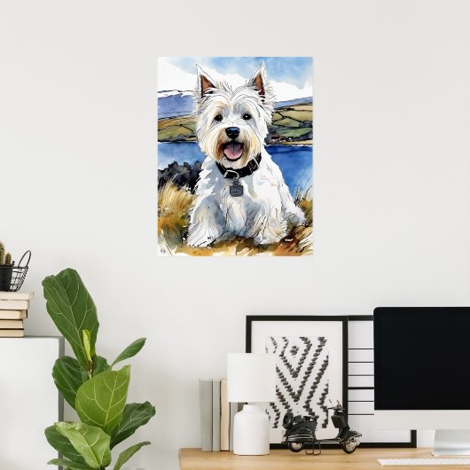 Highland Terrier - Hond Art Print (Thuiskantoor)