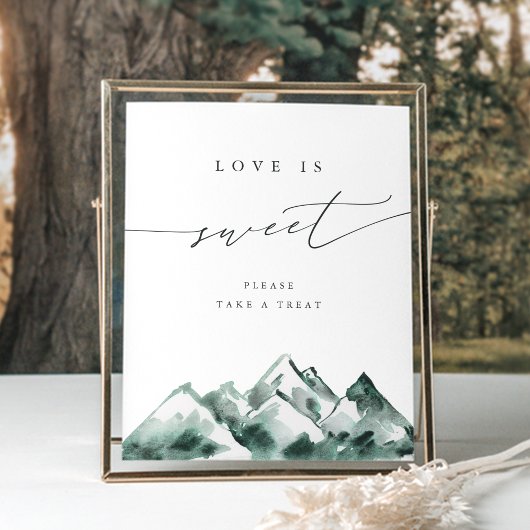 Highland | Watercolor Mountain Dessert Table Sign Poster