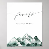 Highland | Watercolor Mountain Favors Sign Poster (Voorkant)