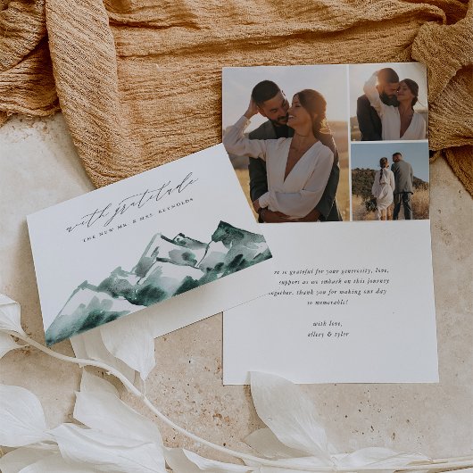 Highland | Watercolor Mountain Wedding Bedankkaart