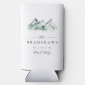 Highland | Watercolor Mountain Wedding Favor Seltzer Blikjeskoeler (Achterkant)