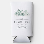Highland | Watercolor Mountain Wedding Favor Seltzer Blikjeskoeler (Voorkant)