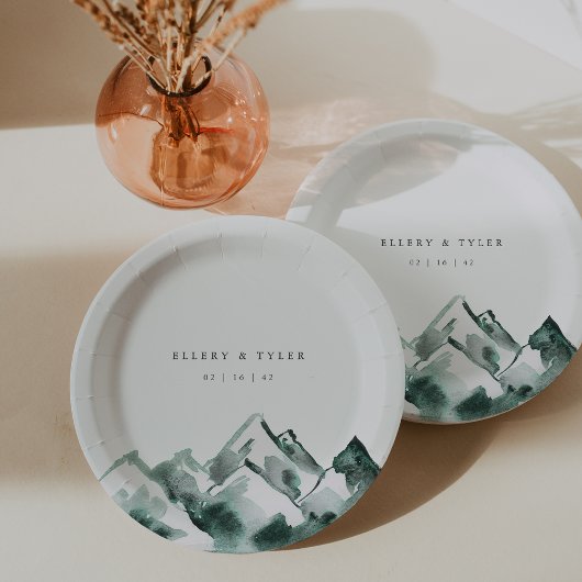 Highland | Watercolor Mountain Wedding Papieren Bordje
