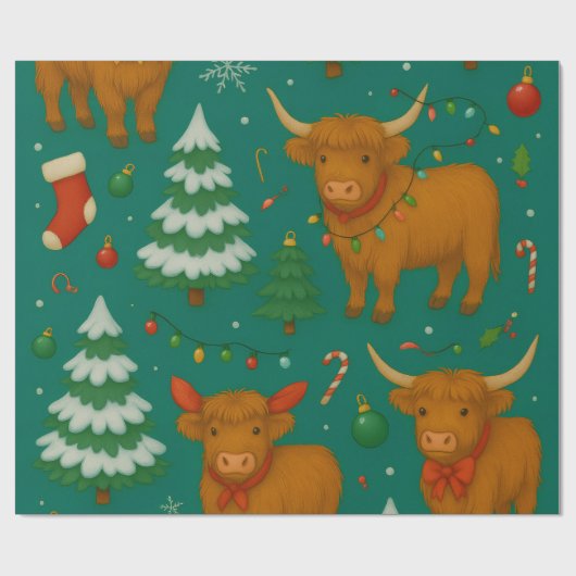 Highland YuleTide Lights Collectie Cadeaupapier (Vlak)