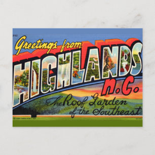 Highlands NC Retro Ansichtkaart Briefkaart