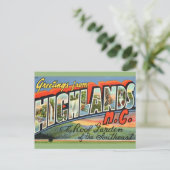 Highlands NC Retro Postcard Briefkaart (Staand voorkant)