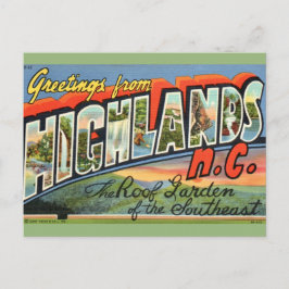 Highlands NC Retro Postcard Briefkaart