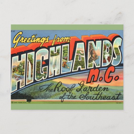 Highlands NC Retro Postcard Briefkaart (Voorkant)