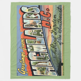 Highlands NC Retro Postcard Fleece Throw Deken