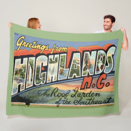 Highlands NC Retro Postkaart Fleece Deken