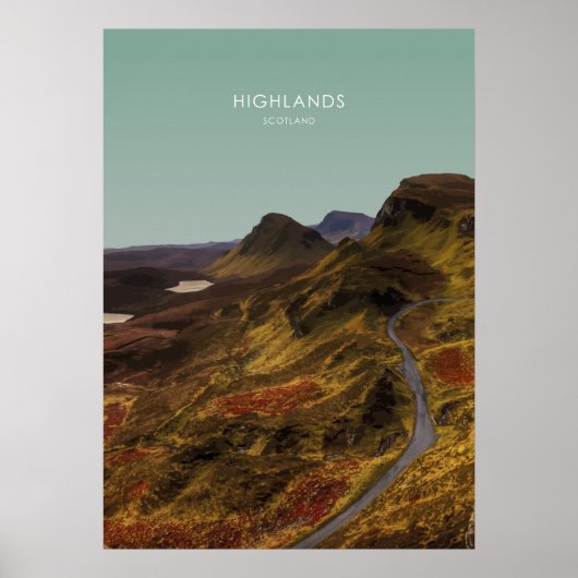 Highlands, Scotland Travel Illustration Poster (Voorkant)
