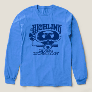 Highline Diving Tech Retro (Blauw Logo) Lange Mouw Tri-Blend Shirt