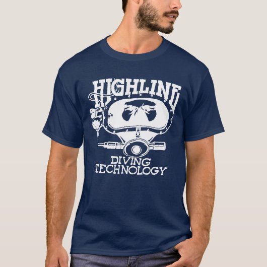 Highline Diving Tech Retro (Wit Logo) T-shirt (Voorkant)
