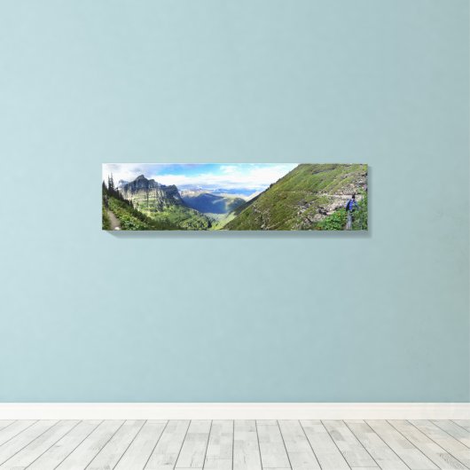 Highline Trail - Nationaal Park Glacier Canvas Afdruk (Insitu (Houten vloer))
