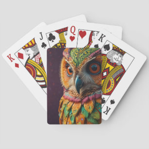 highly detailed owl with psychedelic patterns pokerkaarten