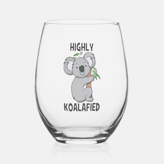 Highly Koalafied Koala Wijnglas Zonder Voet (Voorkant)