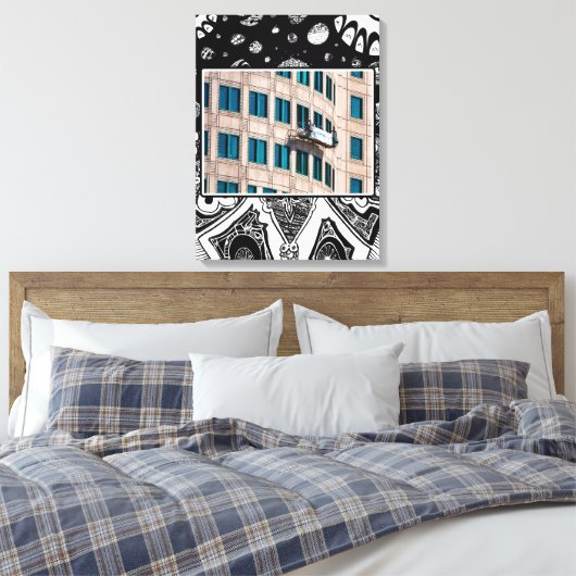 Highrise-ruitensproeier Canvas Afdruk (Insitu (Slaapkamer))