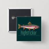 Highsticker Fly Fishing Vierkante Button 5,1 Cm (Voorkant /achterkant)
