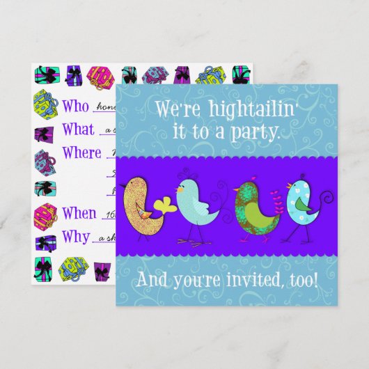 Hightailin 'It Uitnodiging Sjabloon Versie Een (Voorkant / Achterkant)