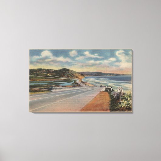 Highway 101 aan de kust van Californië ViewState Canvas Afdruk (Voorkant)