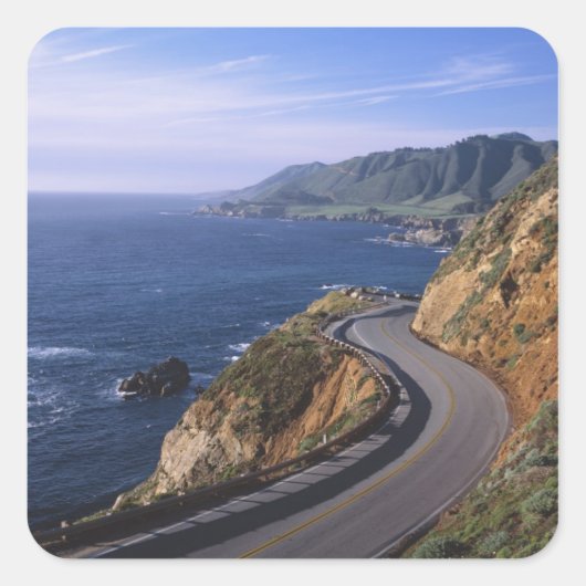 Highway 1 langs de Californische kust nabij Vierkante Sticker (Voorkant)