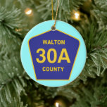 Highway 30A Walton County Florida-teken Keramisch Ornament<br><div class="desc">Wanneer je het Schilderachtig bord Highway 30A ziet,  weet je dat je in je strandparadijs aan de Golfkust rijdt - Dune Allen Beach,  Santa Rosa Beach,  Blue Mountain Beach,  Grayton Beach,  Waterverf,  Seaside,  Seagrove Beach,  Rosemary Beach. . . Viel het,  en kijk wie het herkent!</div>