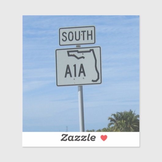Highway A1A South Sign Key West Foto Sticker (Vel)