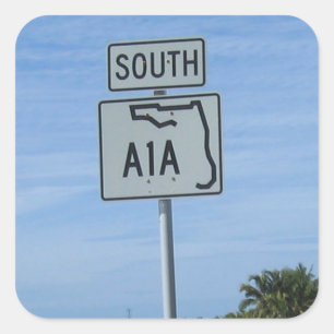 Highway A1A South teken in Key West Foto Vierkante Sticker