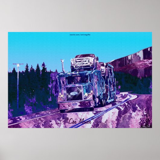 Highway Car Mover Truck-Driver Art Poster (Voorkant)