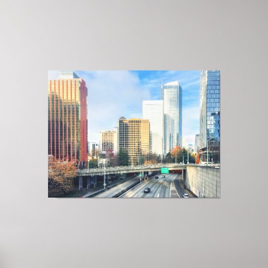Highway naar de stad canvas afdruk (Voorkant)