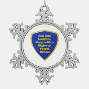 Highway Patrol Officer Tin Sneeuwvlok Ornament