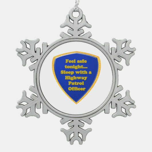 Highway Patrol Officer Tin Sneeuwvlok Ornament (Voorkant)