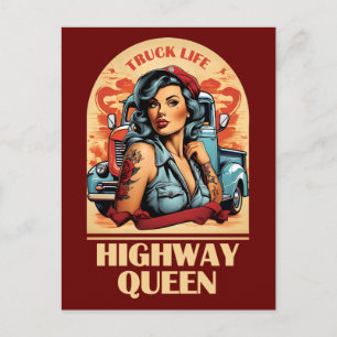 Highway Queen Illustratie - Trucking Meisje Briefkaart