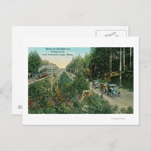 Highway Scene bij Amerikaans meer Briefkaart (Voorkant / Achterkant)