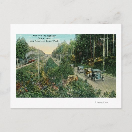 Highway Scene bij Amerikaans meer Briefkaart (Voorkant)