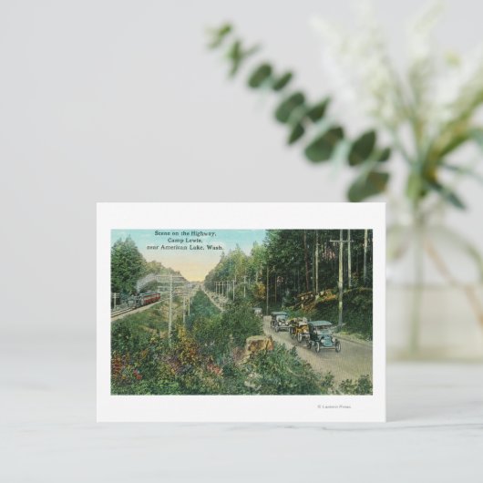 Highway Scene bij Amerikaans meer Briefkaart (Staand voorkant)