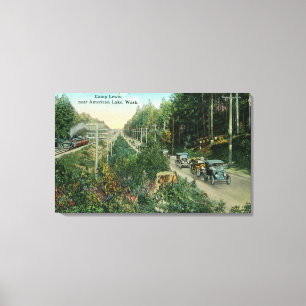 Highway Scene bij Amerikaans meer Canvas Afdruk