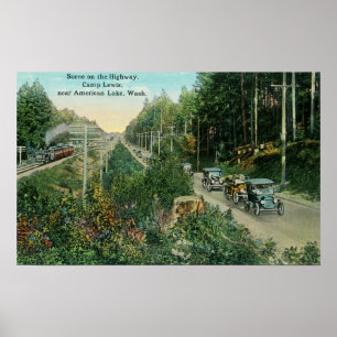 Highway Scene bij Amerikaans meer Poster