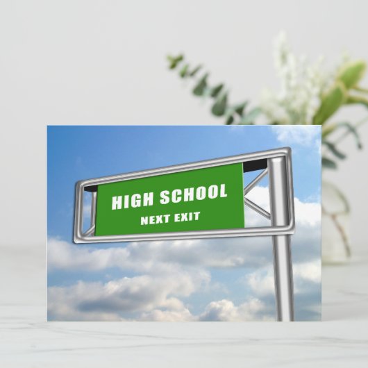 Highway Sign Afstuderen High School Next Kaart (Staand voorkant)