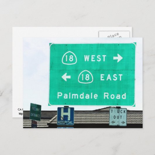 Highway Sign - CA-18 Palmdale Rd Briefkaart (Voorkant / Achterkant)