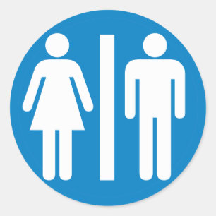 Highway Sign. Facilities Restroom Ronde Sticker