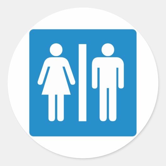 Highway Sign. Facilities Restroom Ronde Sticker (Voorkant)