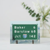 Highway Sign - Miles naar Baker & Barstow Briefkaart (Staand voorkant)