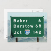 Highway Sign - Miles naar Baker & Barstow Briefkaart (Voorkant / Achterkant)