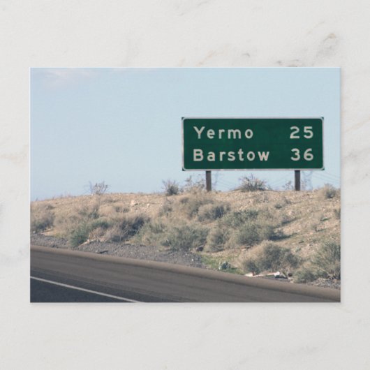 Highway Sign - Miles naar Yermo & Barstow Briefkaart (Voorkant)
