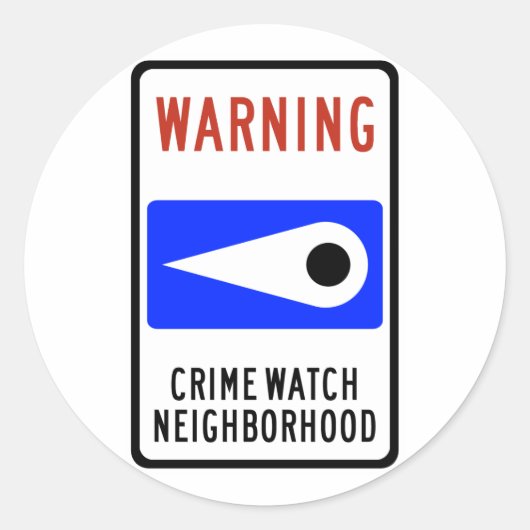 Highway Sign van Crime Watch Ronde Sticker (Voorkant)