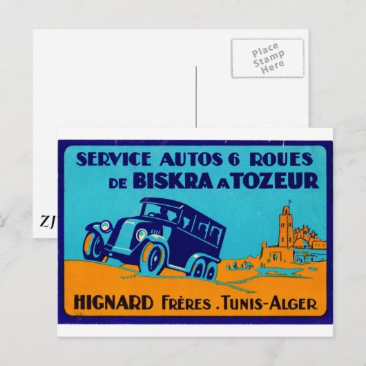 Hignard Frere Tunis retro Label Postcatd Briefkaart (Voorkant / Achterkant)