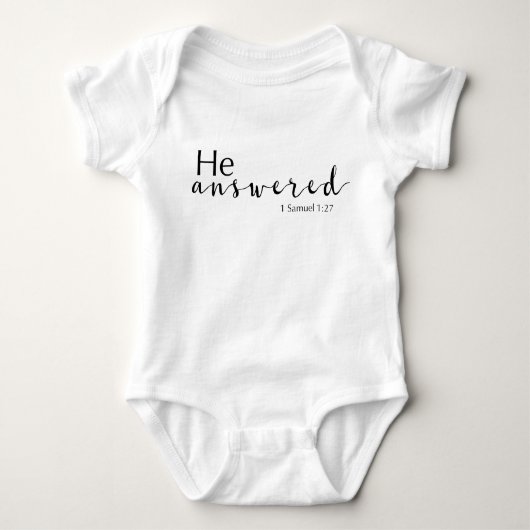 Hij antwoordde 1 Samuel 1:27 Unisex Baby Bodysuit. Romper (Voorkant)