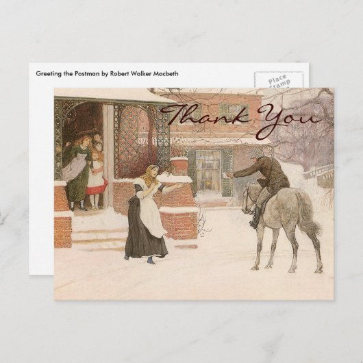 Hij begroet de Postman door Robert Macbeth, bedank Briefkaart (Voorkant / Achterkant)
